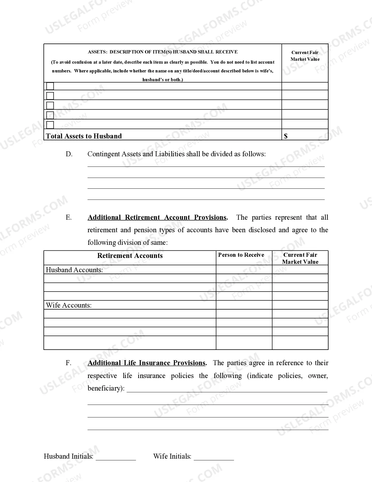 Preview Marital Domestic Separation and Property Settlement Agreement no Children parties may have Joint Property or Debts Effective Immediately