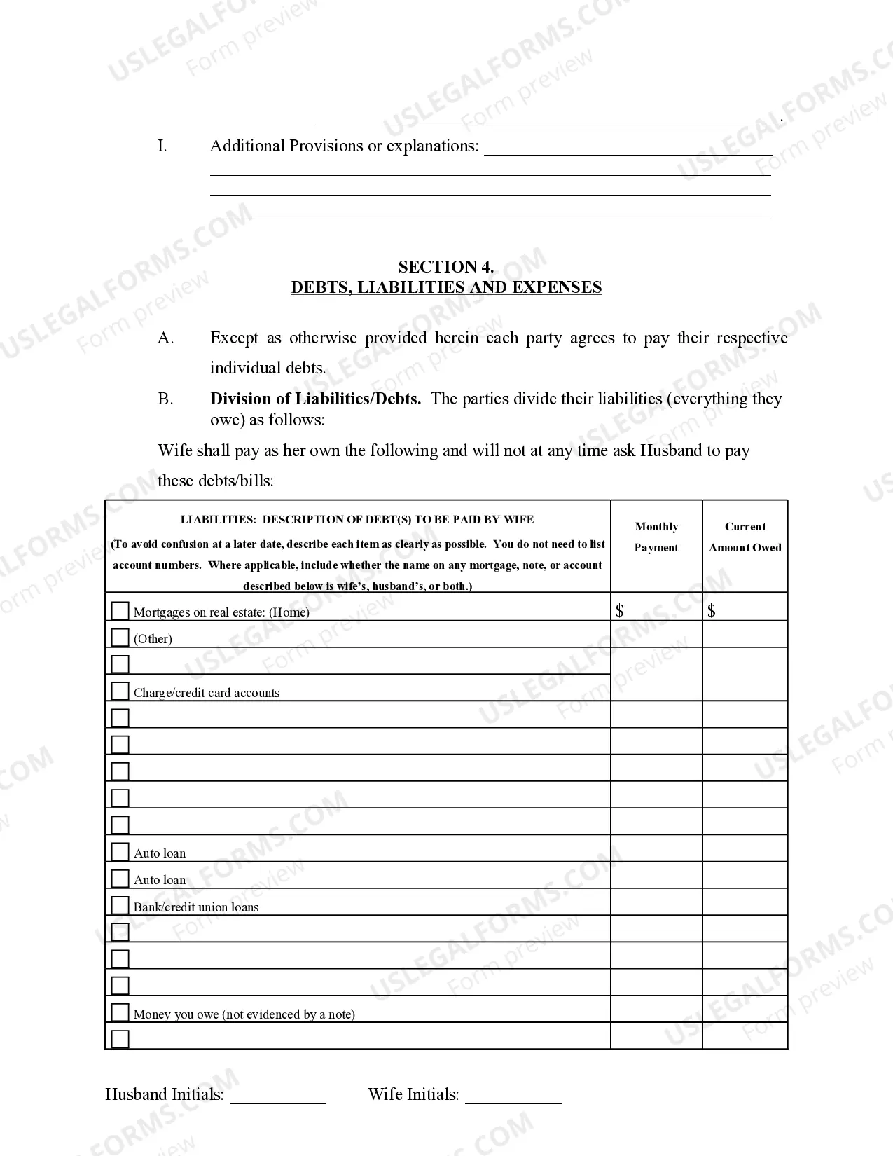 Preview Marital Domestic Separation and Property Settlement Agreement no Children parties may have Joint Property or Debts Effective Immediately