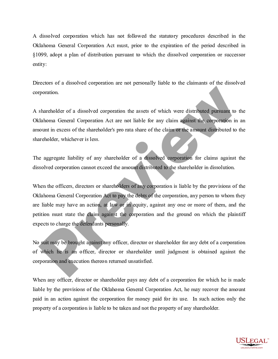 page 5 Oklahoma Dissolution Package to Dissolve Corporation preview