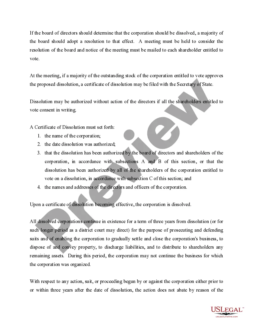 Preview Oklahoma Dissolution Package to Dissolve Corporation