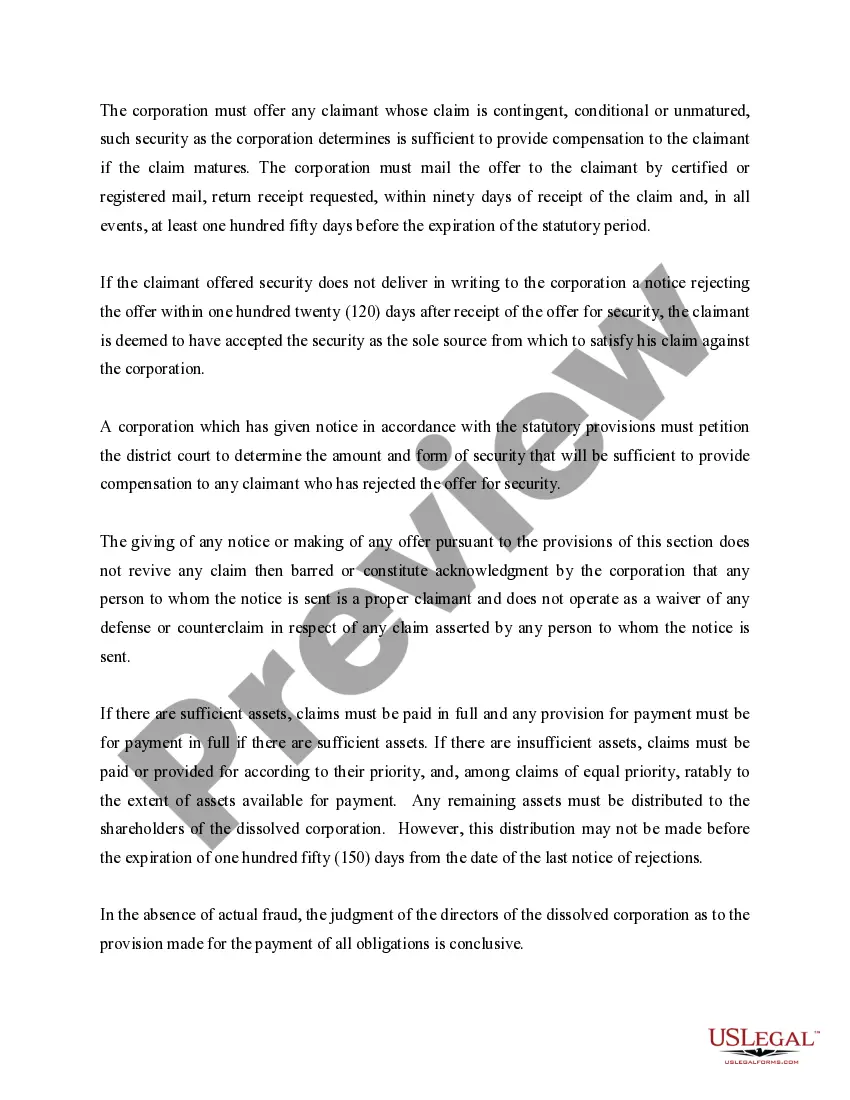 Preview Oklahoma Dissolution Package to Dissolve Corporation