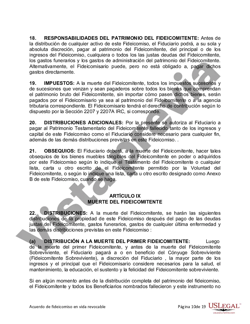 Preview Fideicomiso en vida para esposo y esposa sin hijos