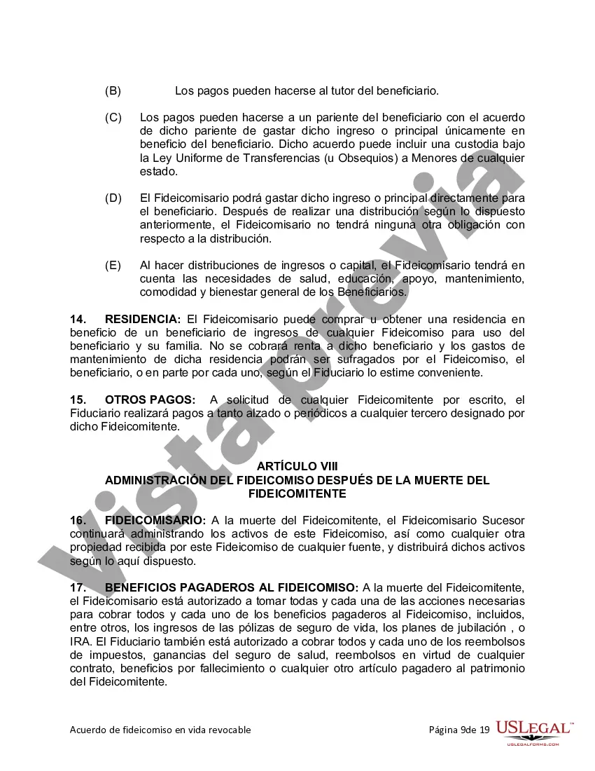 Preview Fideicomiso en vida para esposo y esposa sin hijos