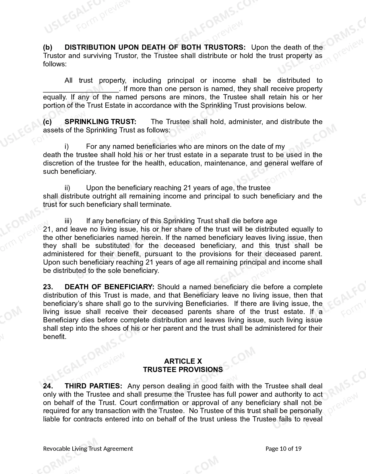 Preview Revocable Living Trust for Husband and Wife with No Children