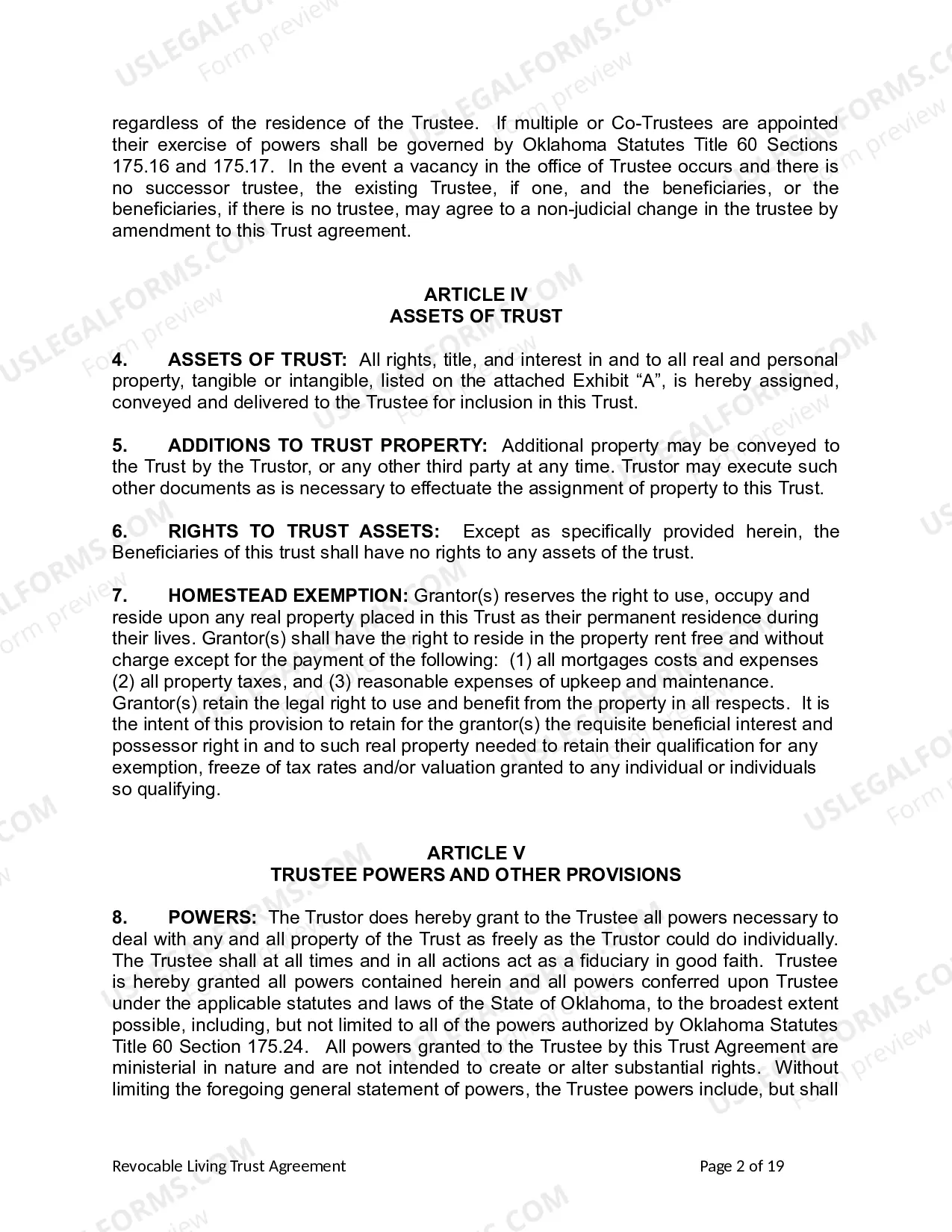 Preview Revocable Living Trust for Husband and Wife with No Children