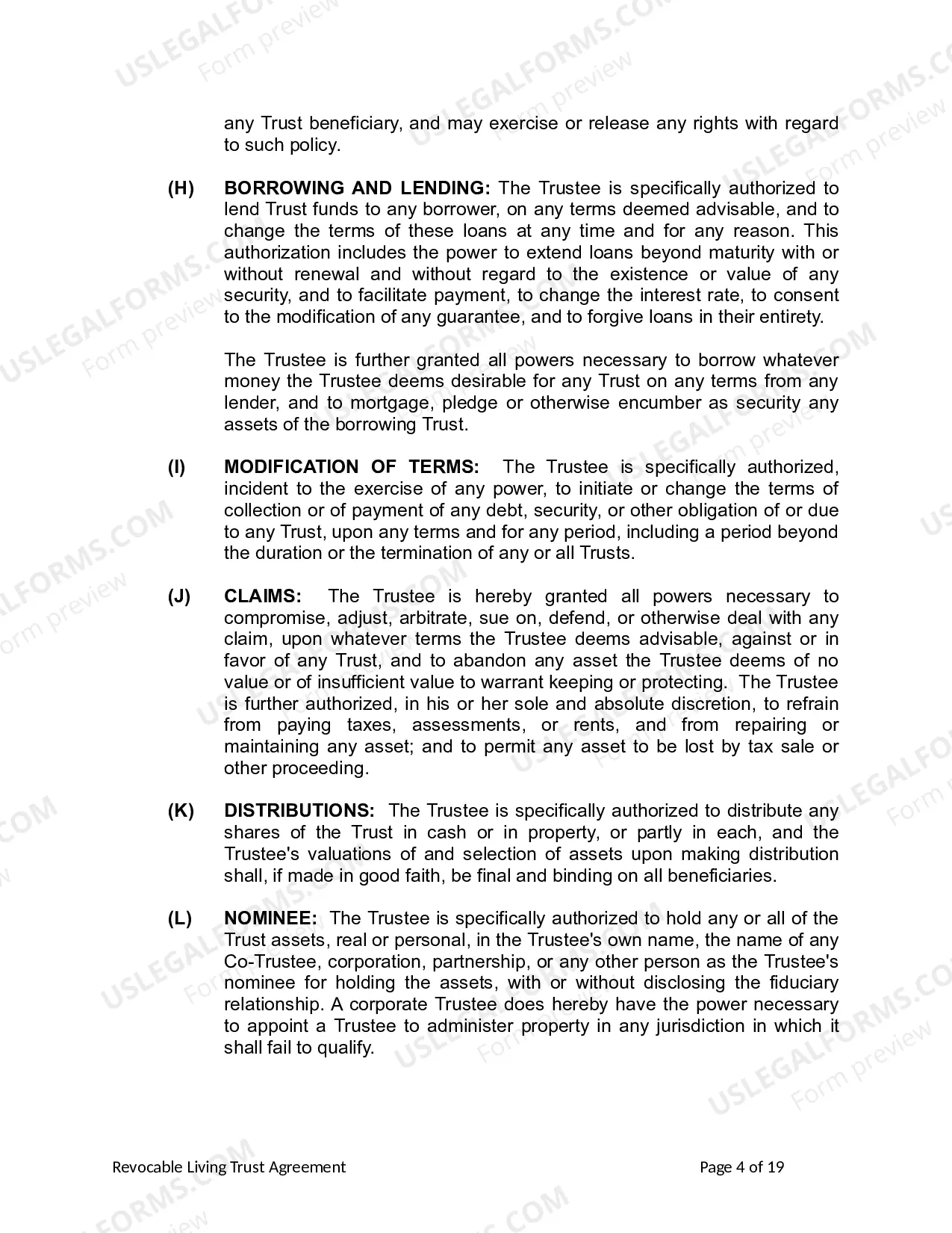 Preview Revocable Living Trust for Husband and Wife with No Children