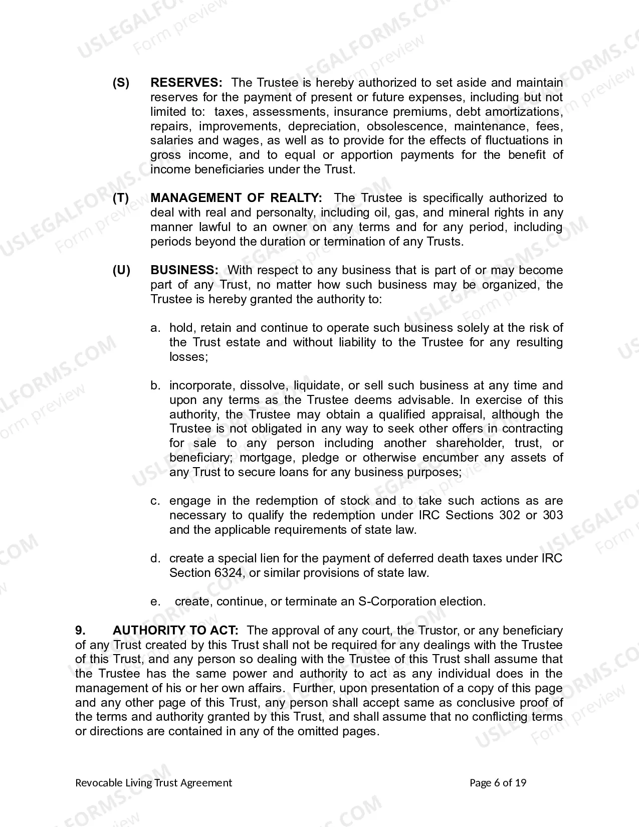Preview Revocable Living Trust for Husband and Wife with No Children