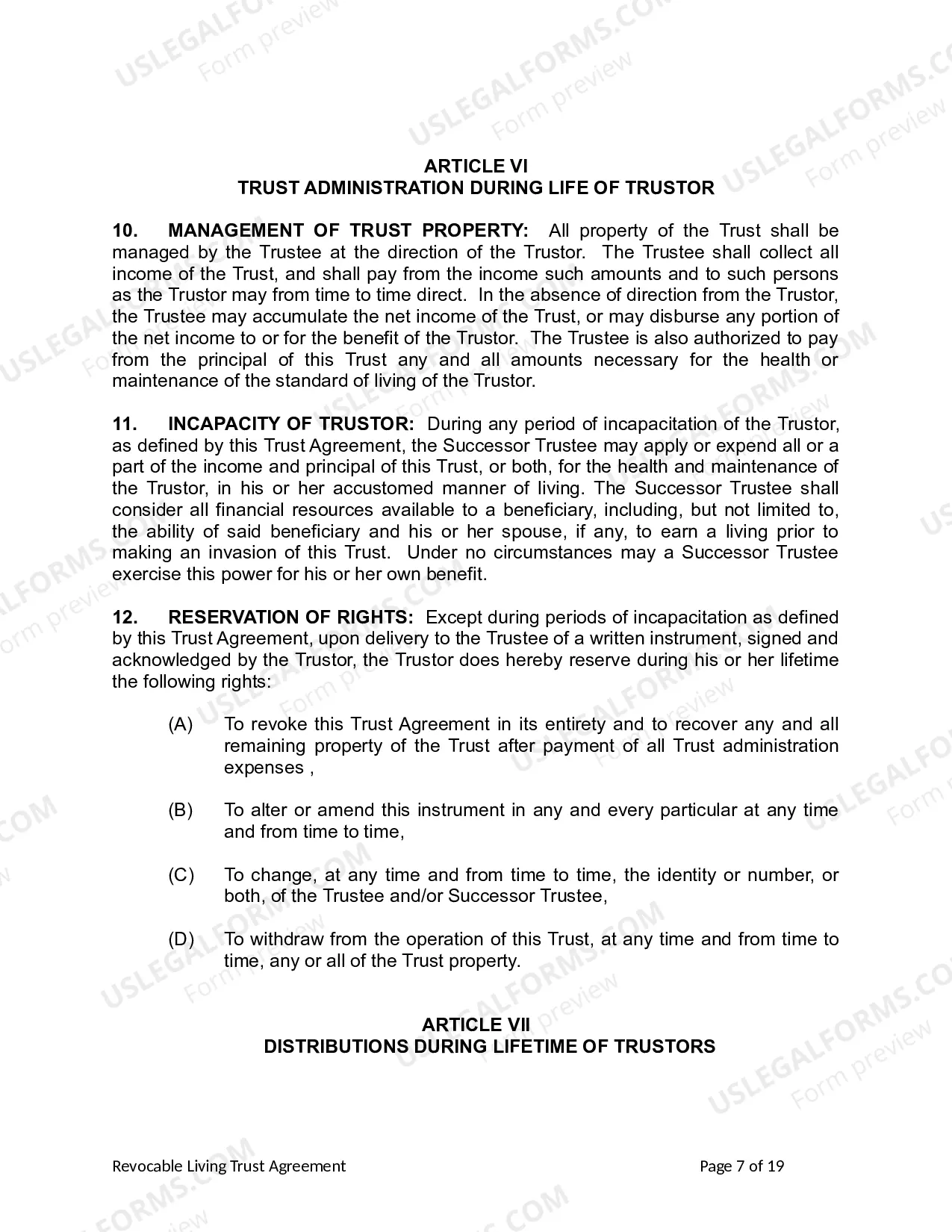 Preview Revocable Living Trust for Husband and Wife with No Children