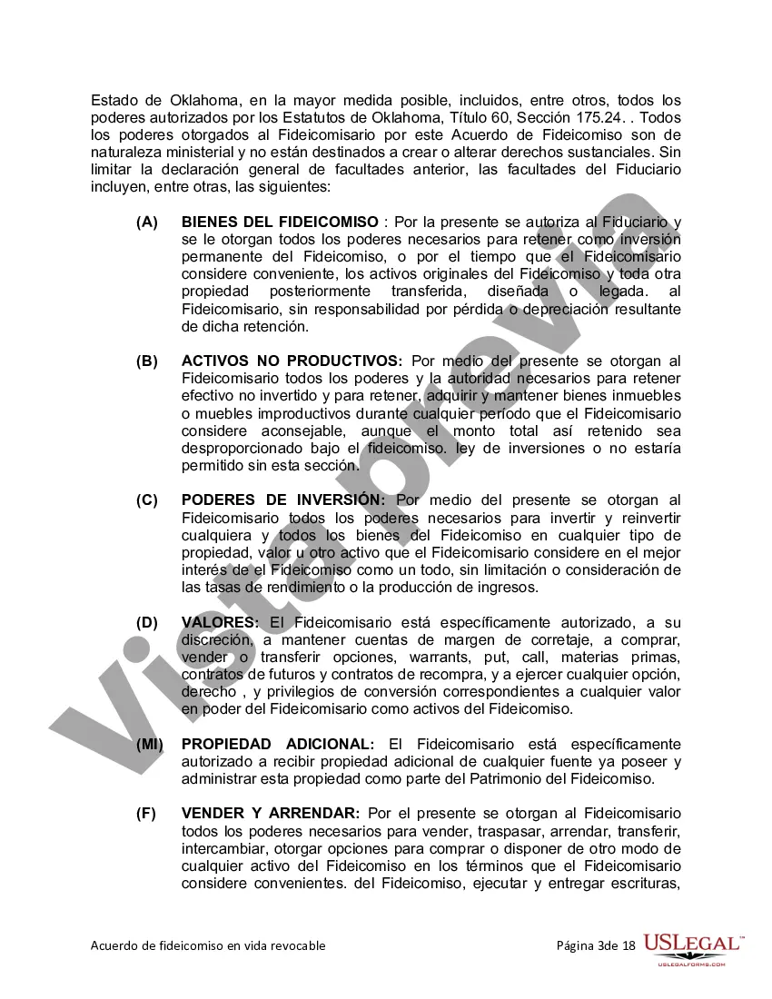 Preview Fideicomiso en Vida para Individuos Solteros, Divorciados o Viudos (o Viudos) sin Hijos