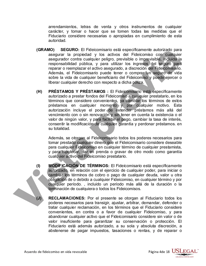 Preview Fideicomiso en Vida para Individuos Solteros, Divorciados o Viudos (o Viudos) sin Hijos