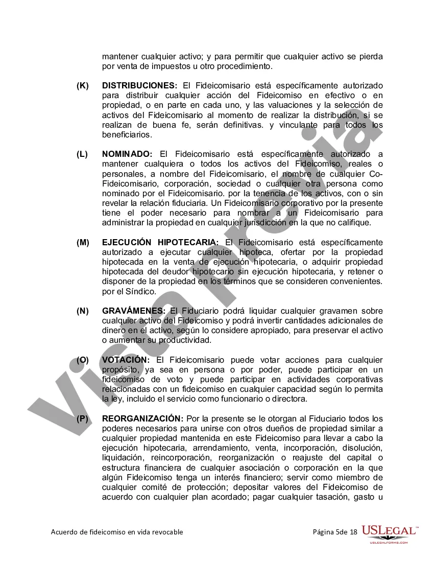 Preview Fideicomiso en Vida para Individuos Solteros, Divorciados o Viudos (o Viudos) sin Hijos