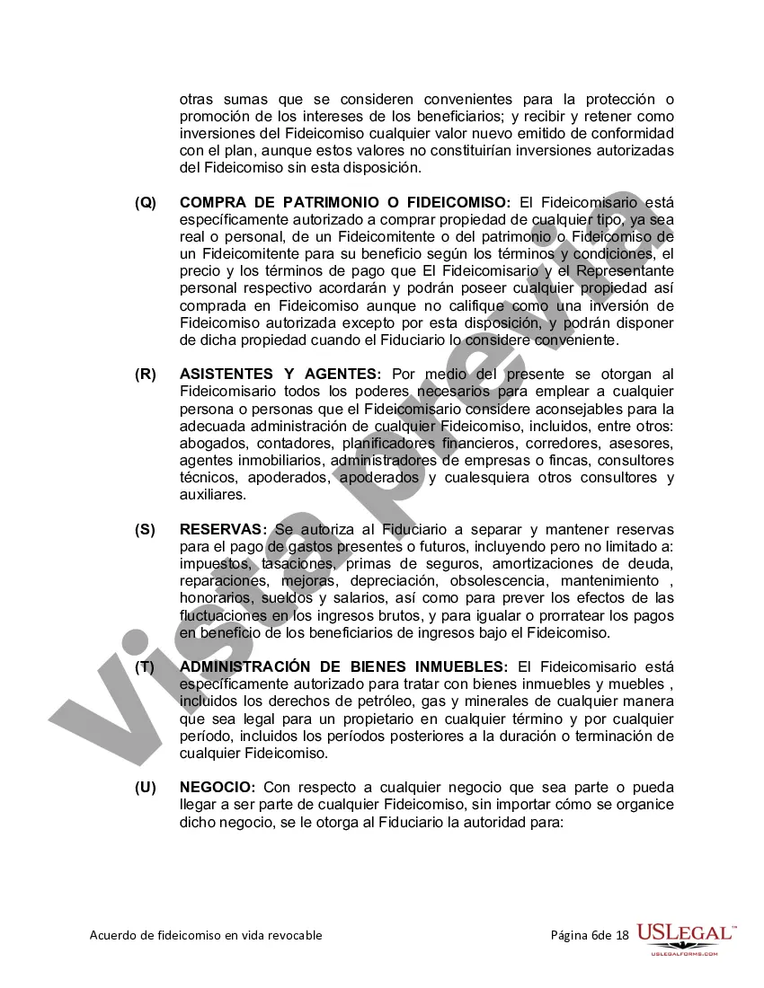 Preview Fideicomiso en Vida para Individuos Solteros, Divorciados o Viudos (o Viudos) sin Hijos