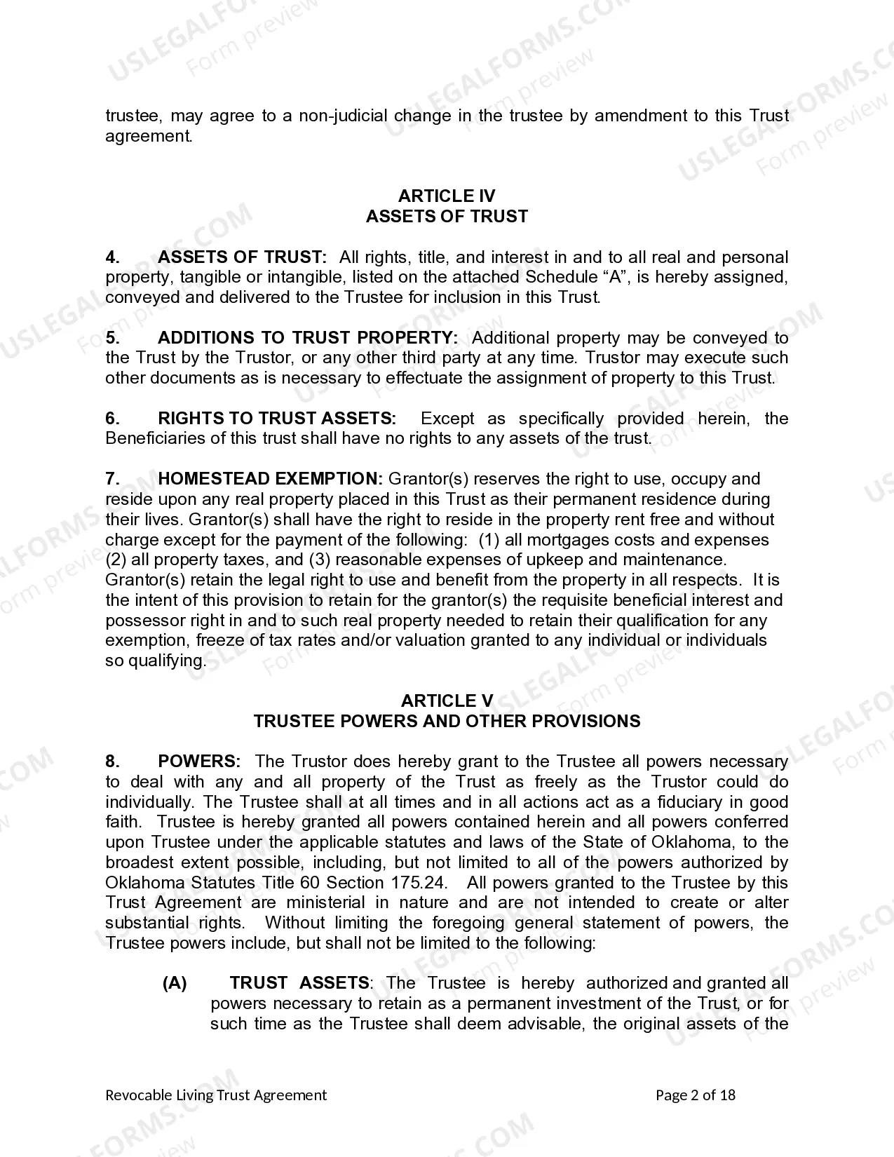 Preview Living Trust for Individual as Single, Divorced or Widow (or Widower) with No Children