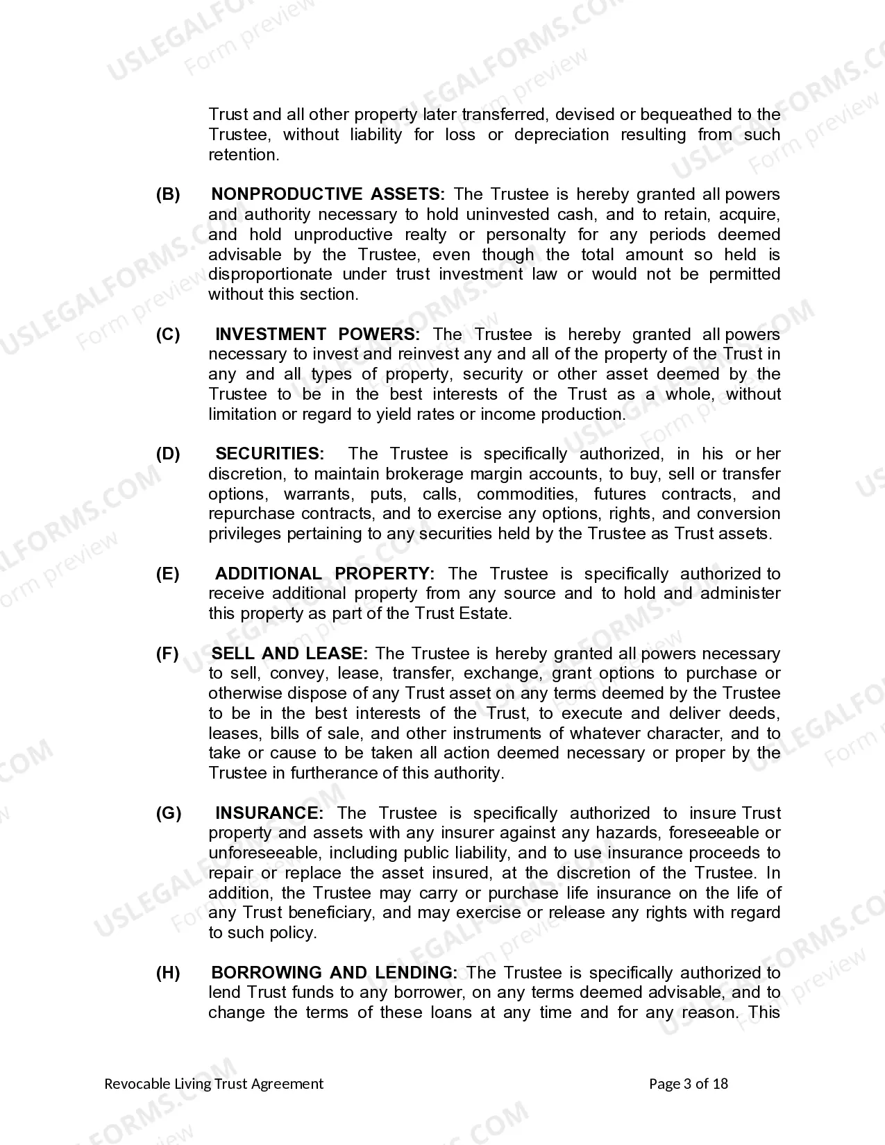 Preview Living Trust for Individual as Single, Divorced or Widow (or Widower) with No Children