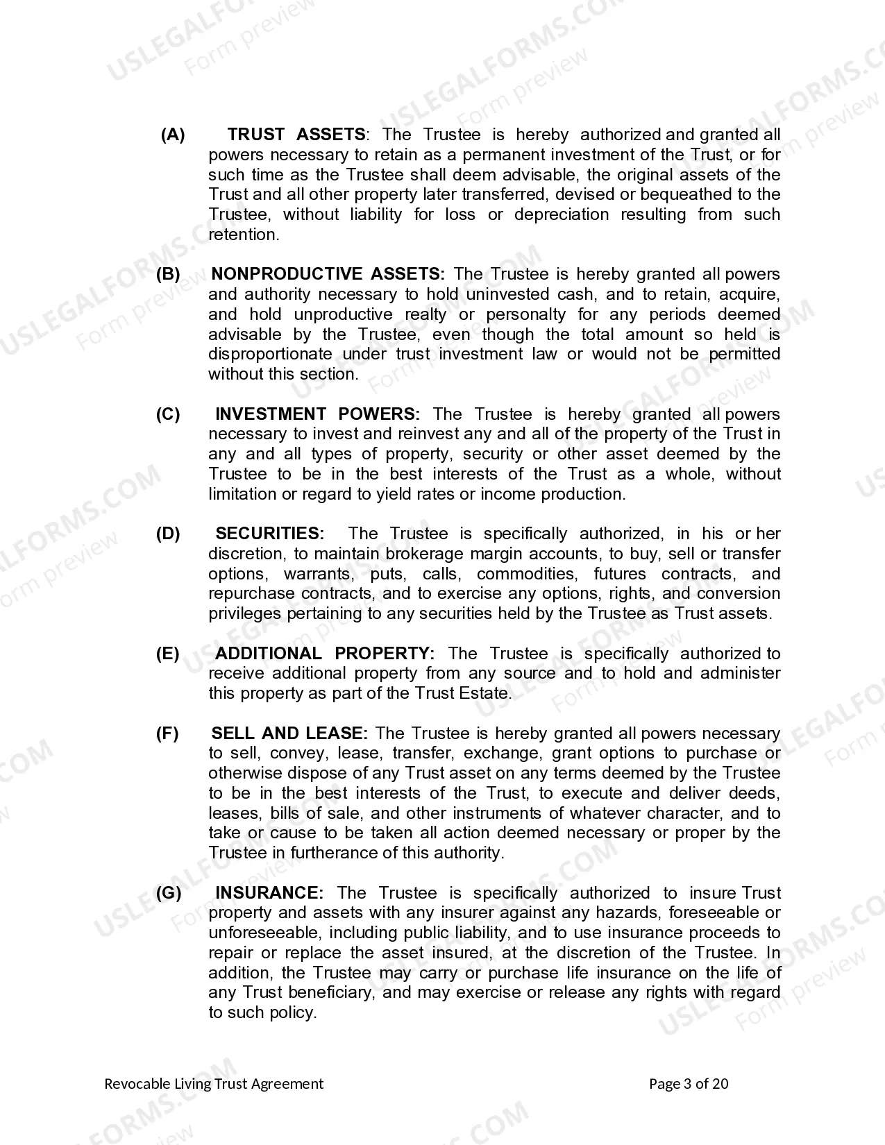 Preview Living Trust for Individual as Single, Divorced or Widow (or Widower) with Children