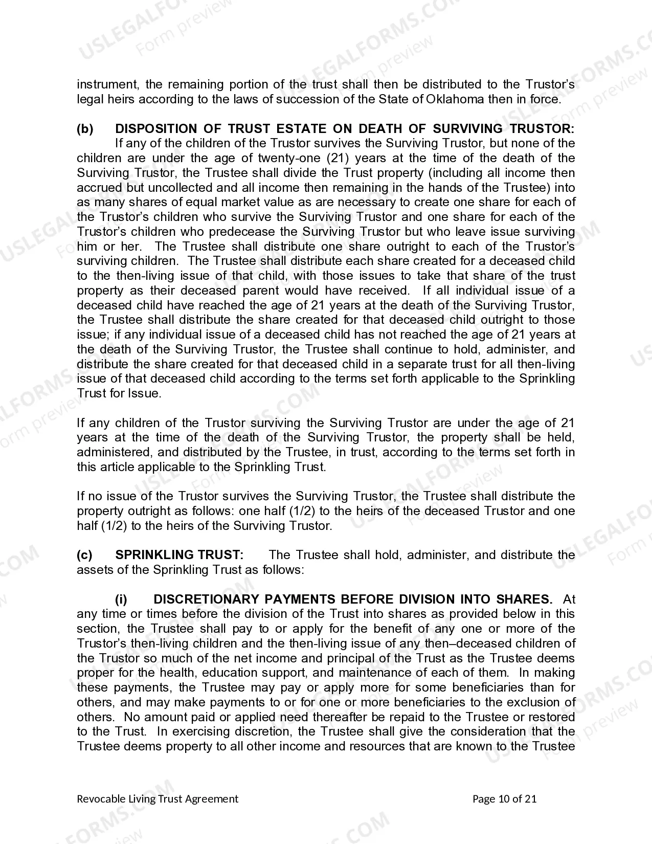 Preview Living Trust for Husband and Wife with Minor and or Adult Children