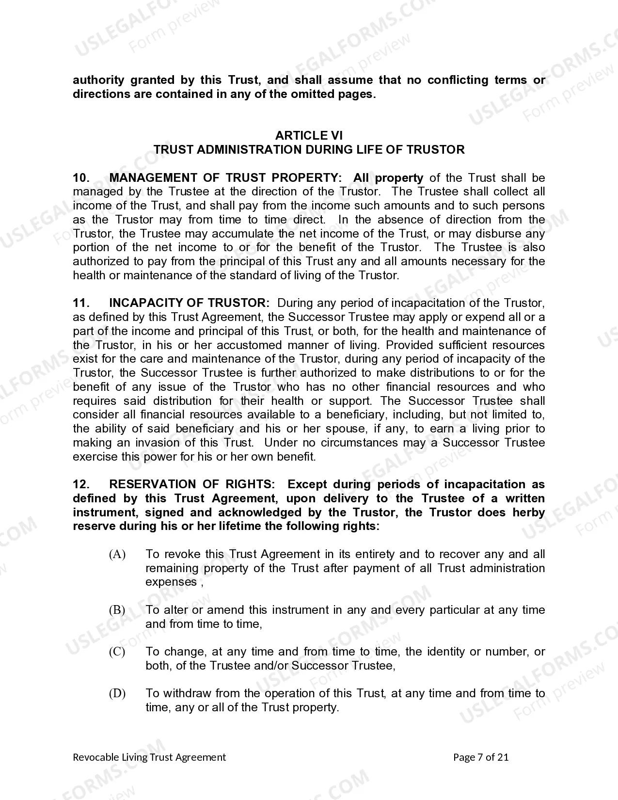 Preview Living Trust for Husband and Wife with Minor and or Adult Children