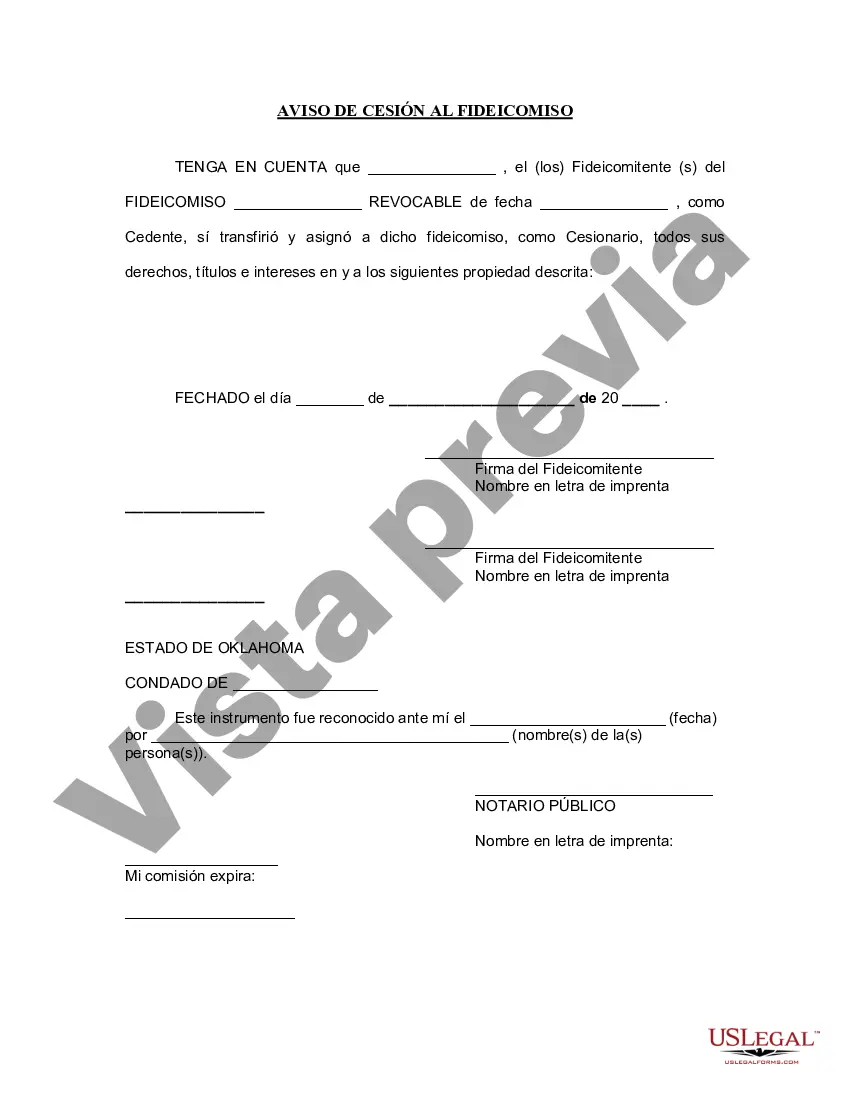 Preview Aviso de cesión a un fideicomiso en vida