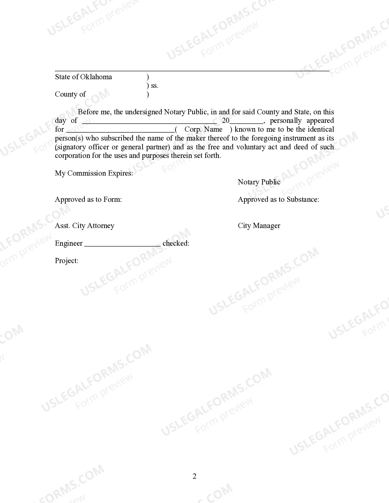 Preview Drainage Easement - Corporate or Partnership