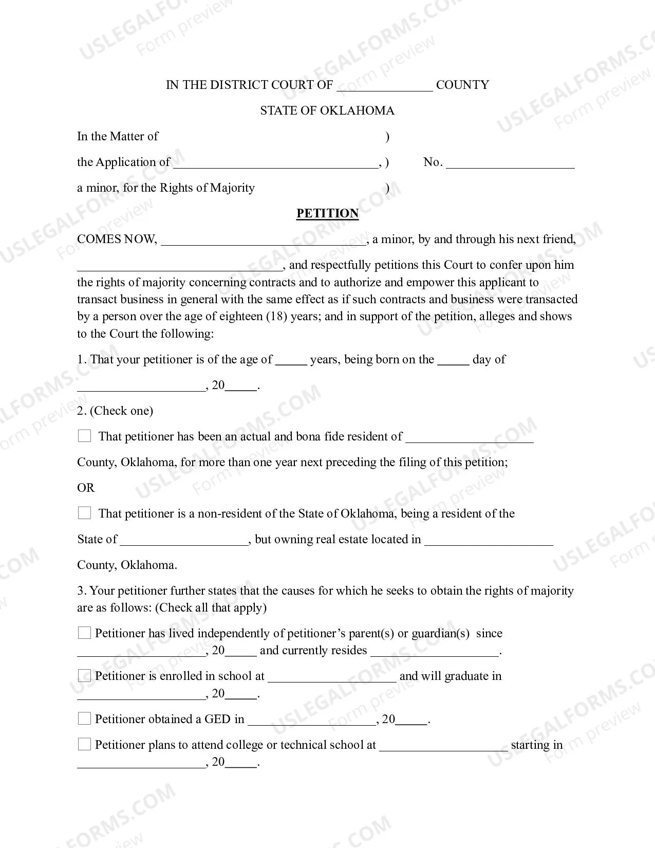 Preview Petition for Emancipation