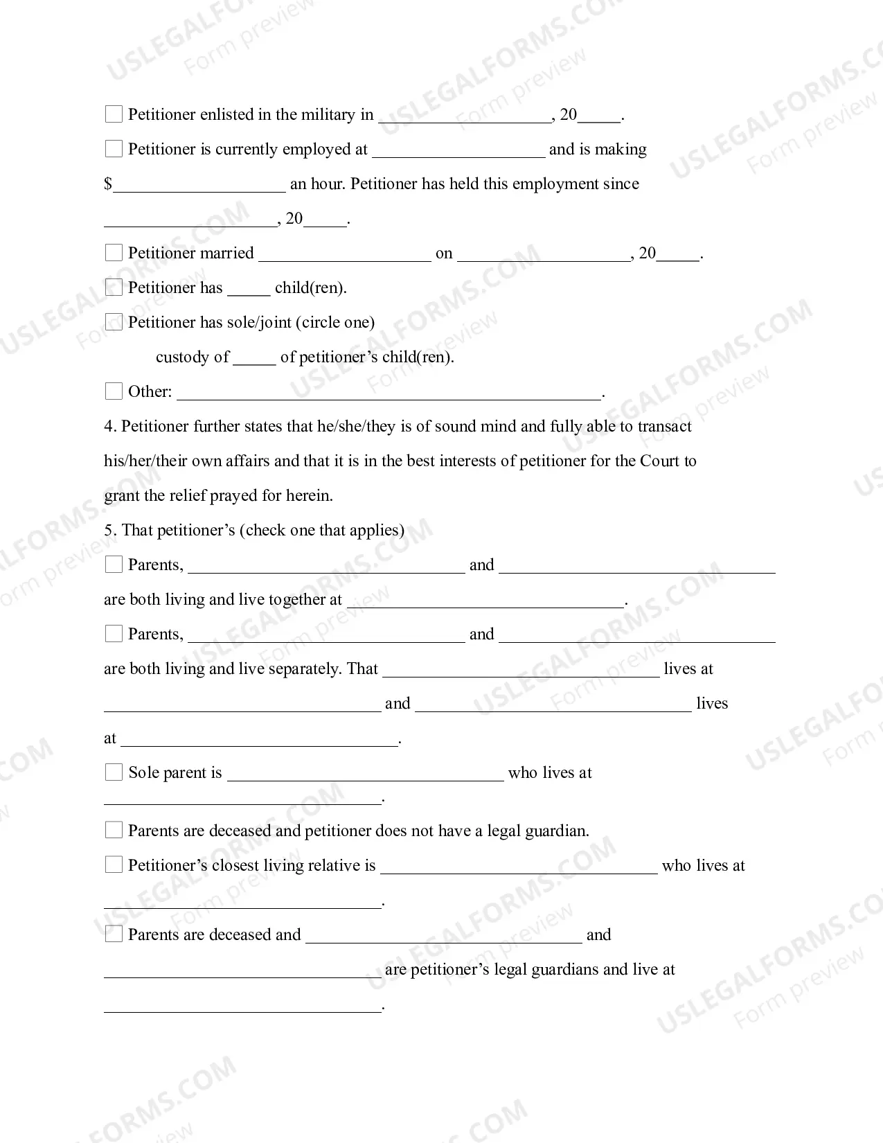 Preview Petition for Emancipation