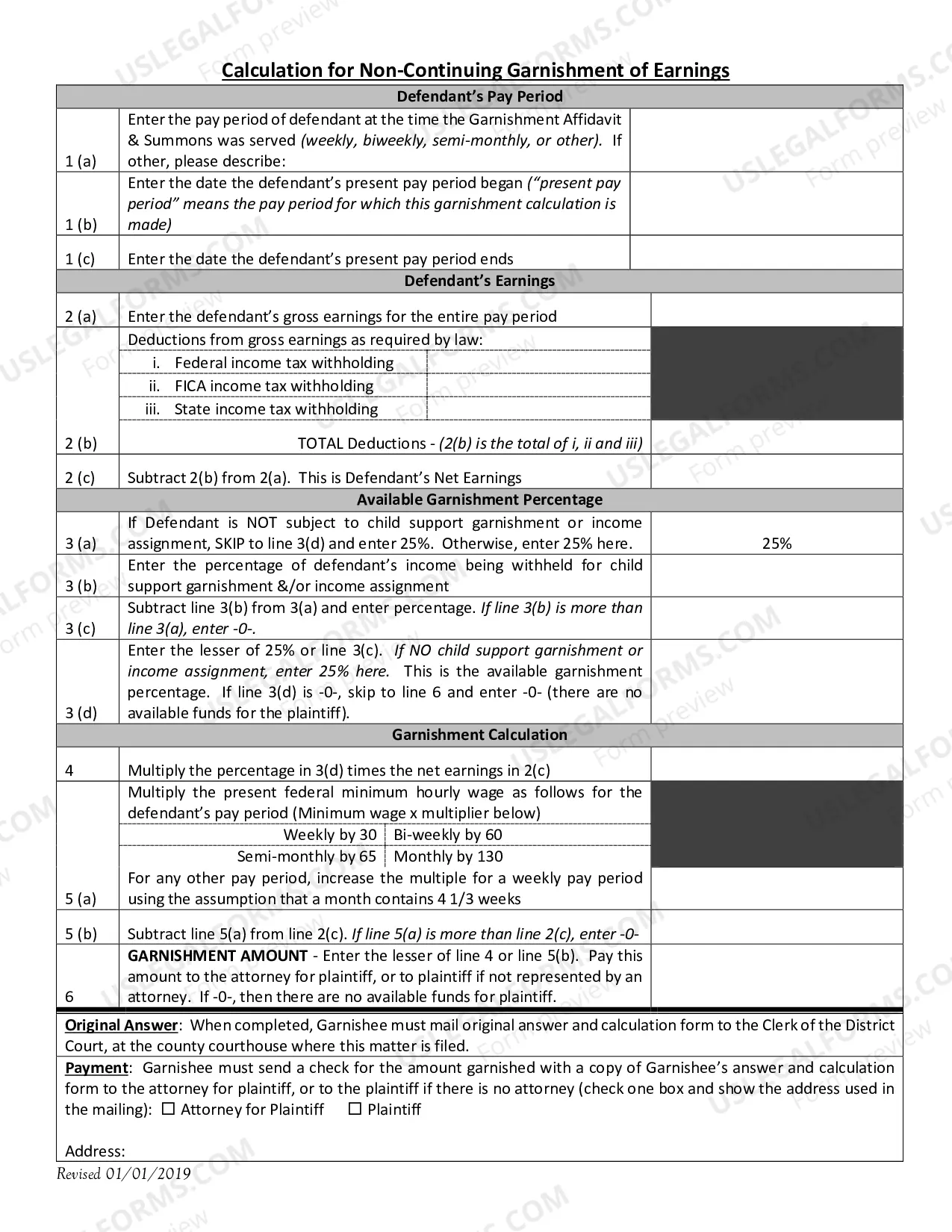 Preview Noncontinuing & General Garnishee's Answer Affidavit