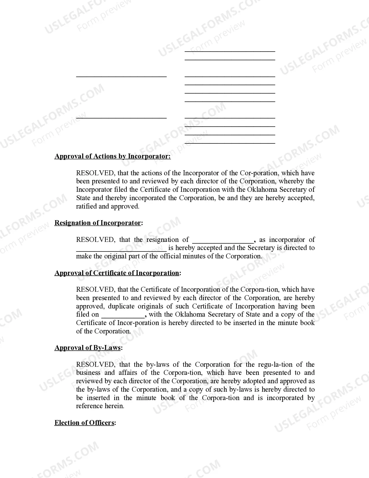 Preview Minutes for Organizational Meeting