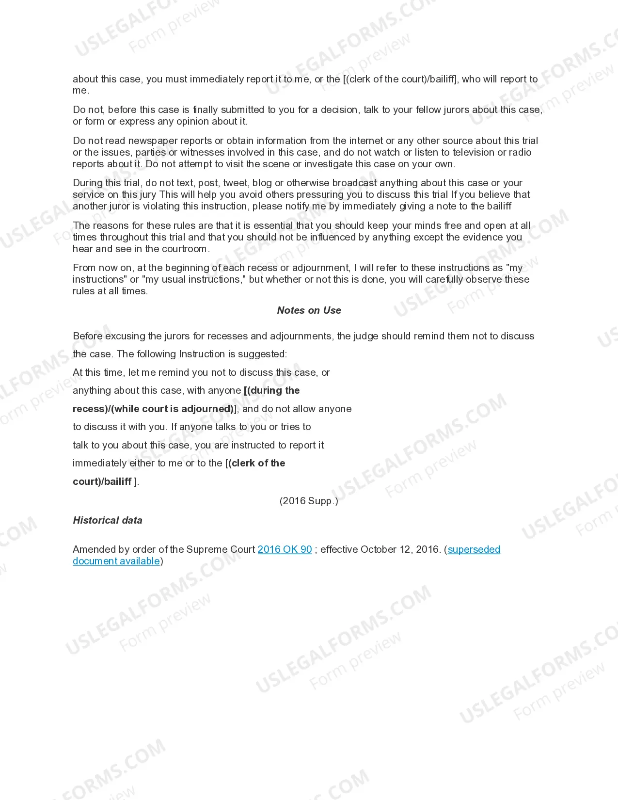 Preview Jury's Duties-Cautionary Instructions-To Be Given