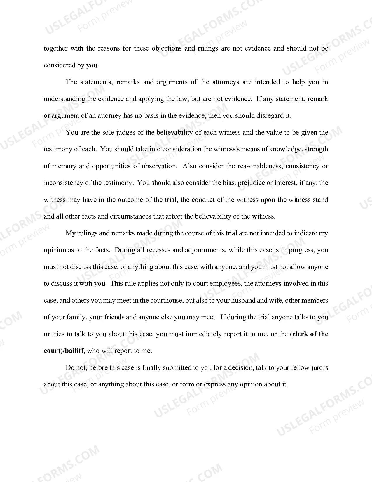 Preview Jury's Duties-Cautionary Instructions-To be Given after Jury is Sworn