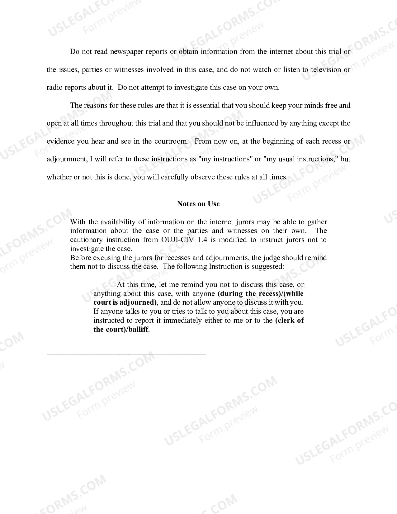 Preview Jury's Duties-Cautionary Instructions-To be Given after Jury is Sworn