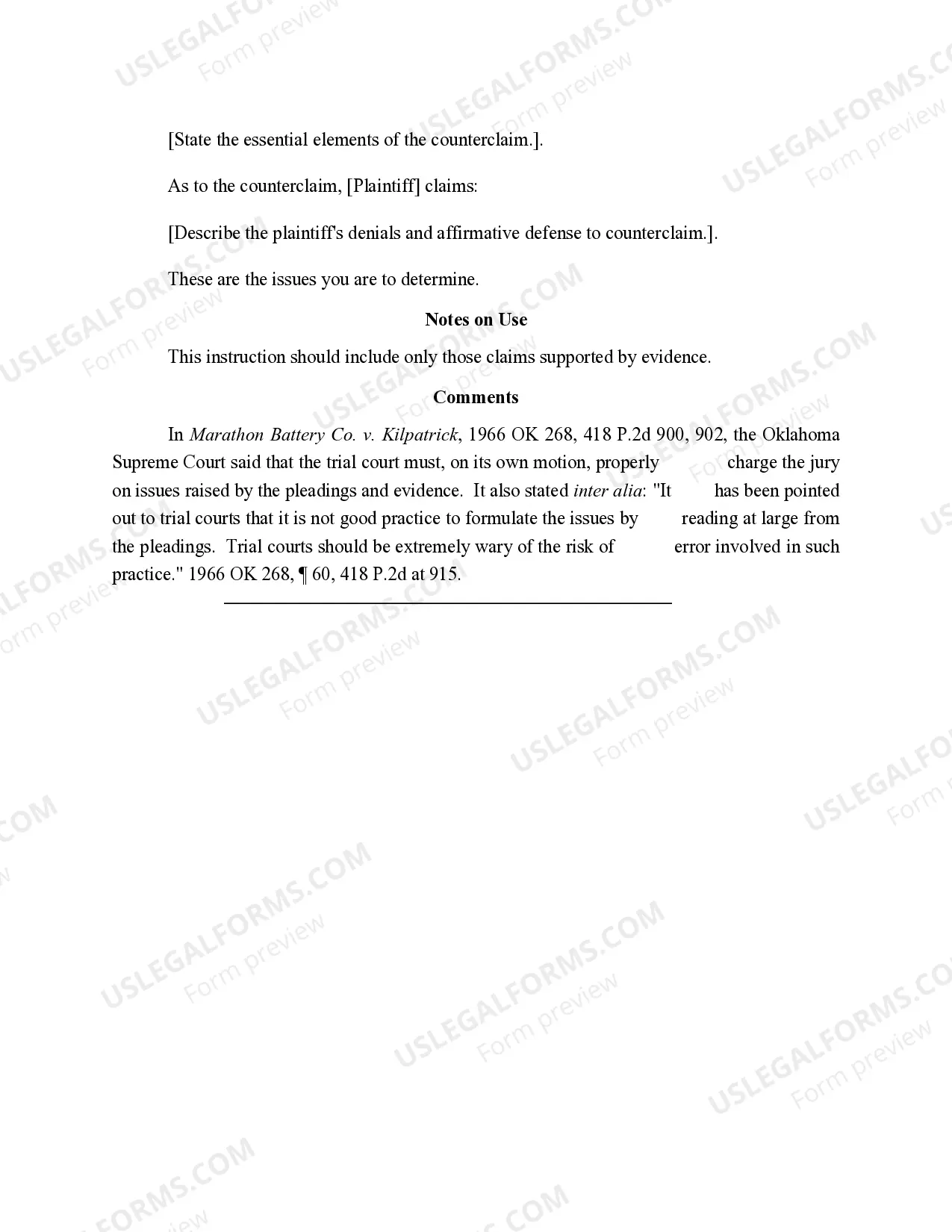 Preview The Issues In The Case - Counterclaim