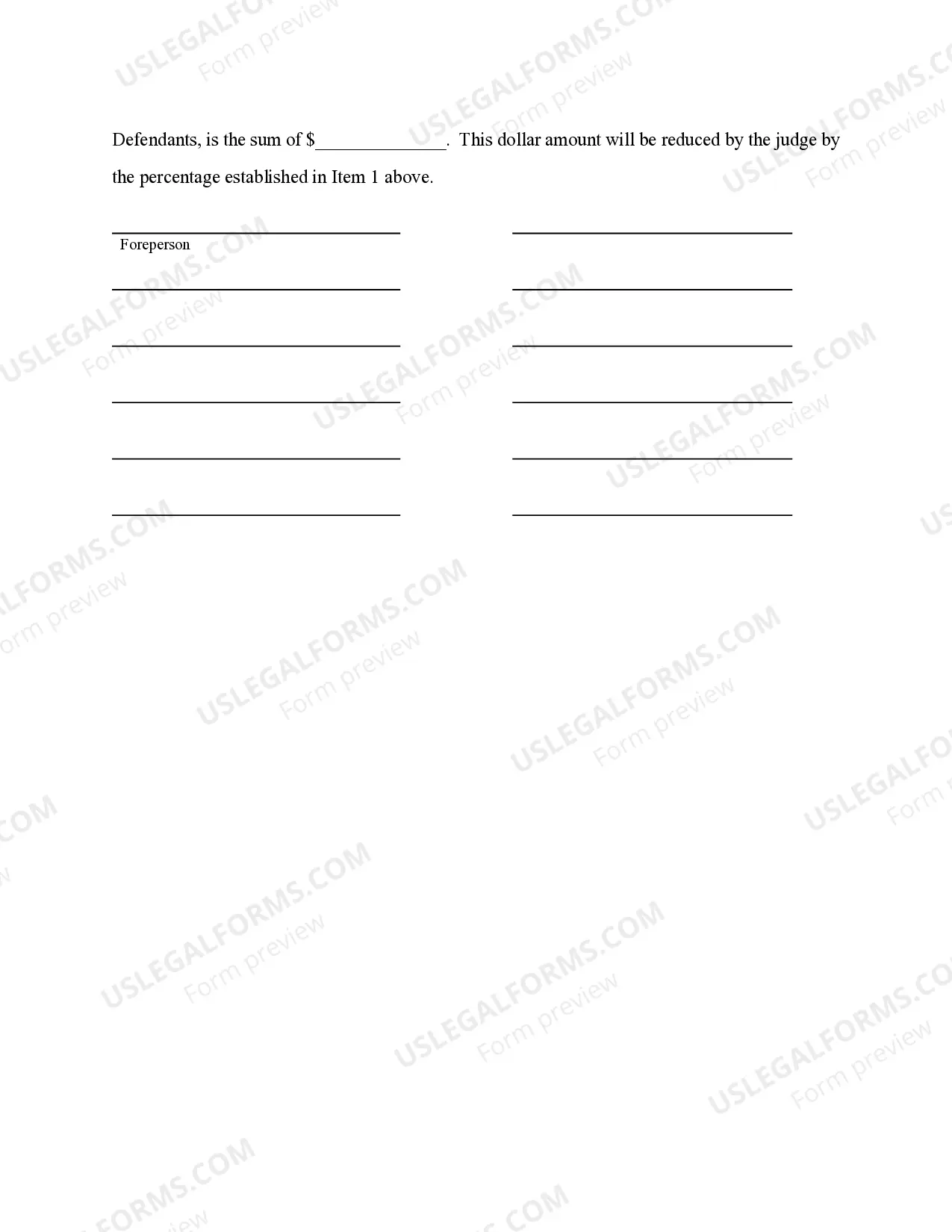 Preview WHITE VERDICT FORM, COMPARATIVE, MULTIPLE DEFENDANTS