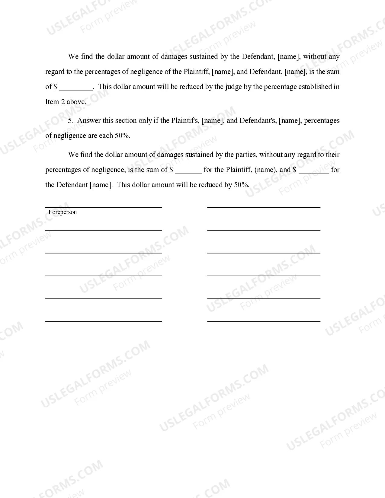 Preview White Verdict Form, Comparative, Counterclaim