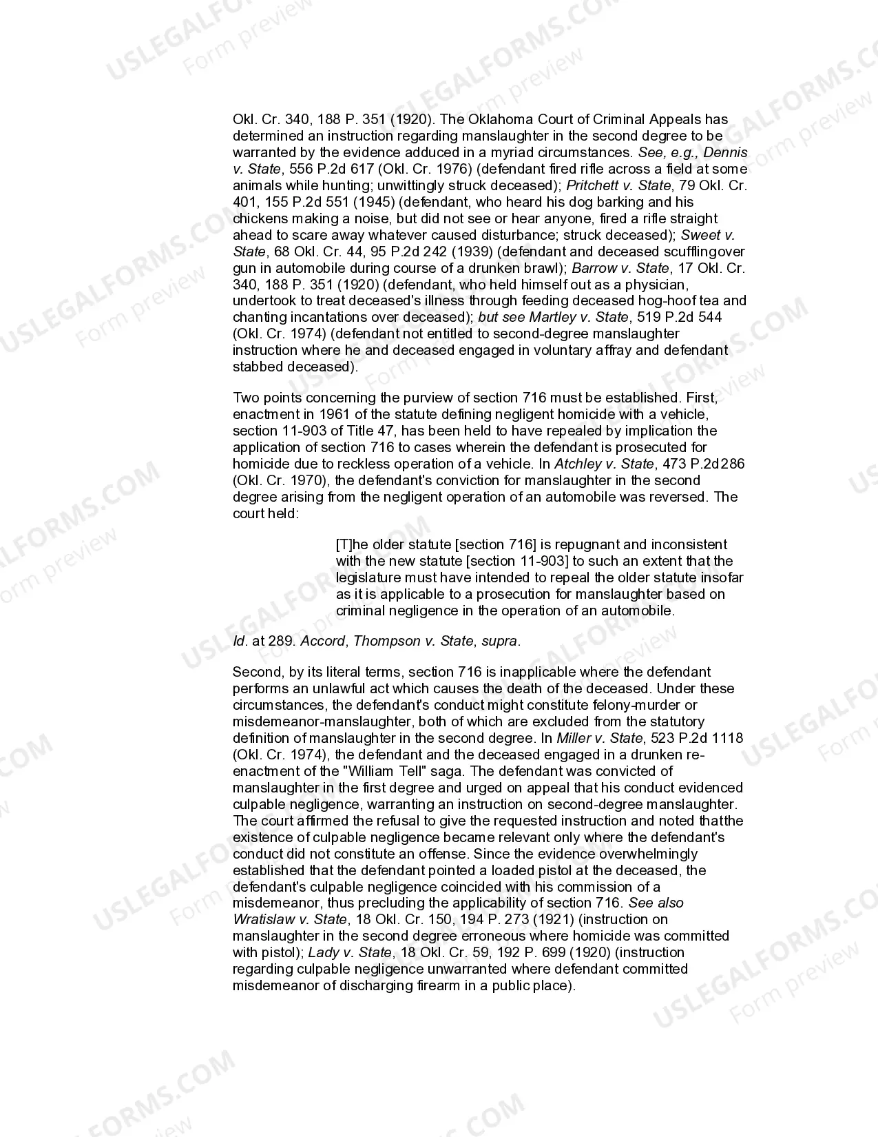 Preview Second Degree - Culpable Negligence Defined