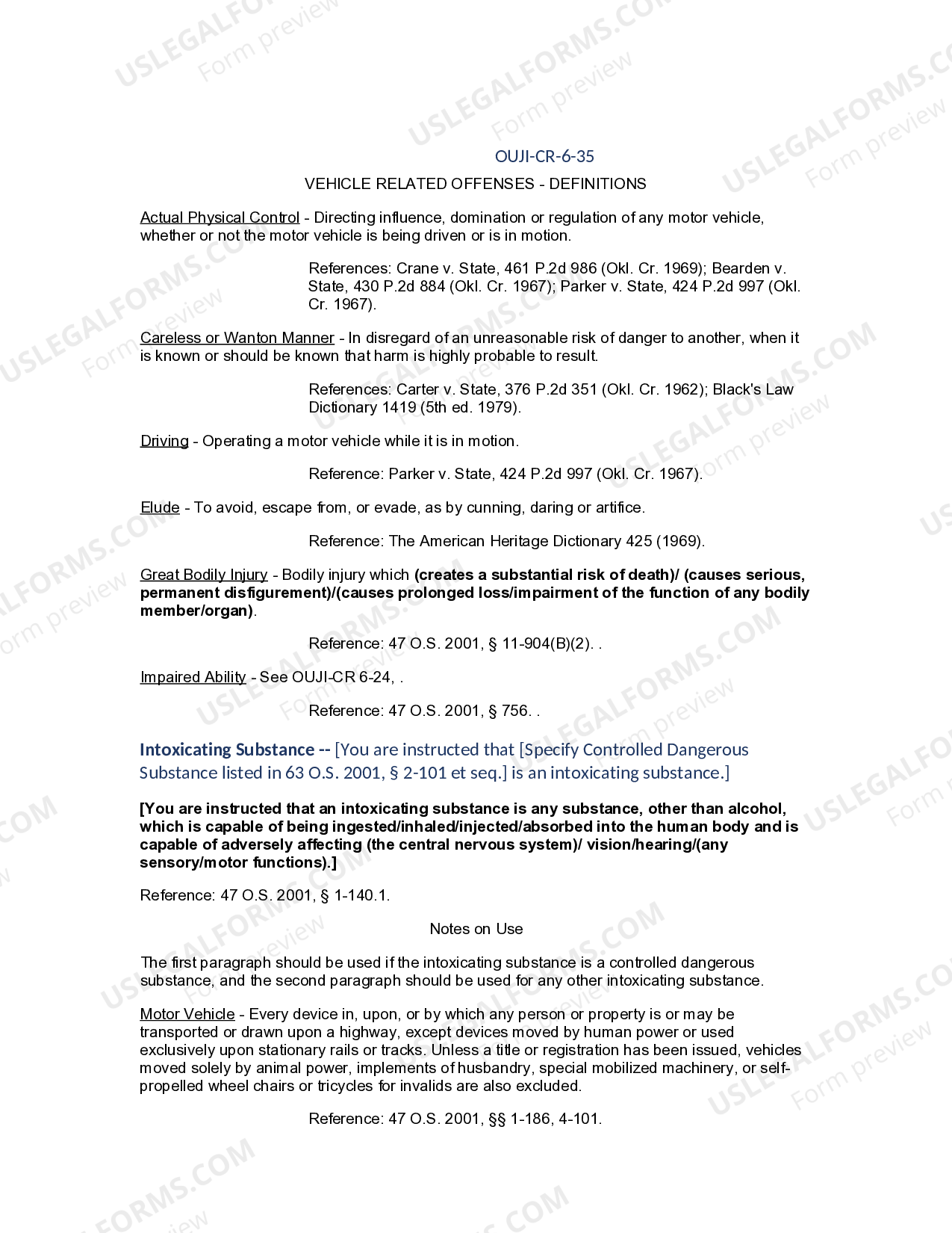 Offense Forms Oklahoma Vehicle Related Offenses | US Legal Forms