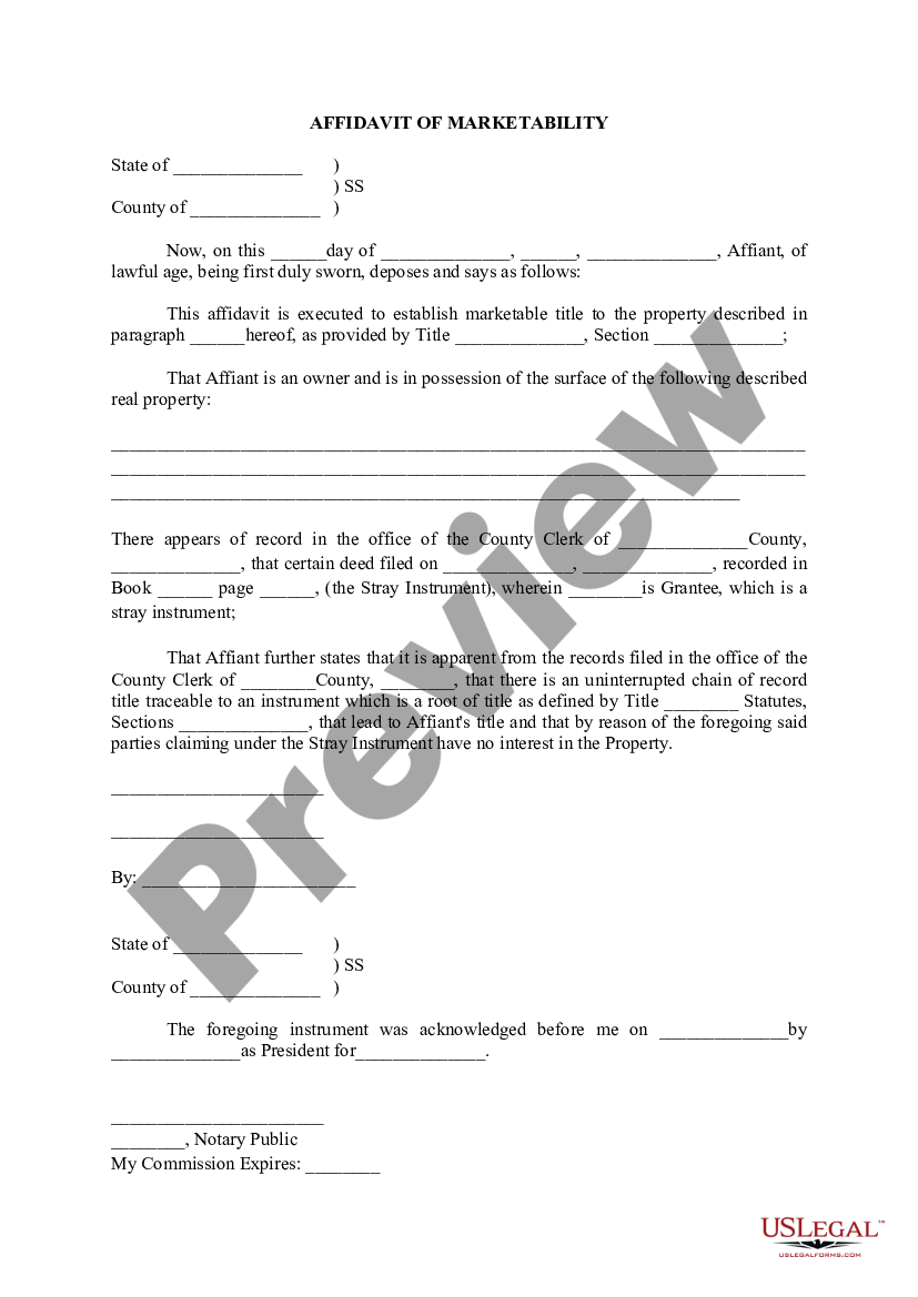 Oklahoma Affidavit of Market Ability | US Legal Forms