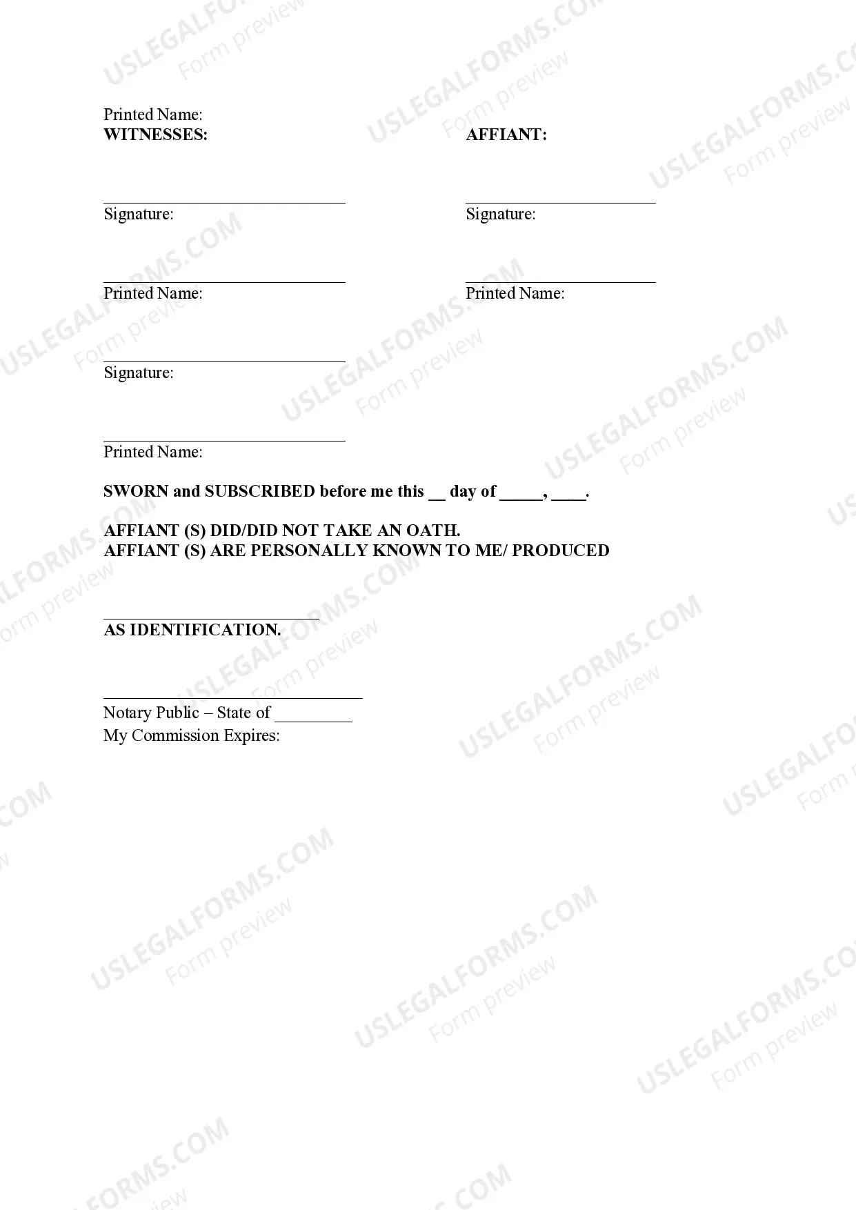 Preview Affidavit of Buyer (S) OF Real Estate