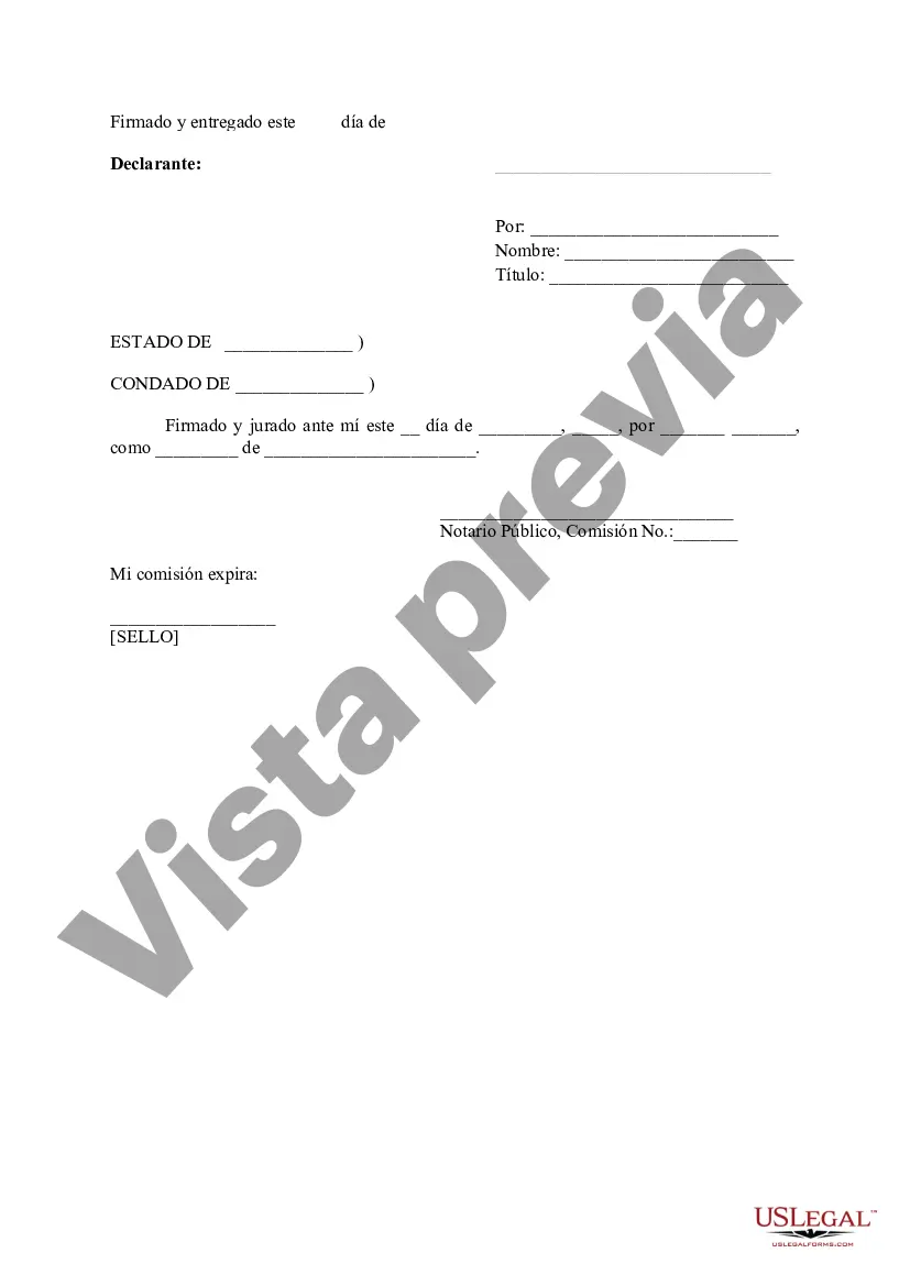 Preview Declaración jurada de título del propietario