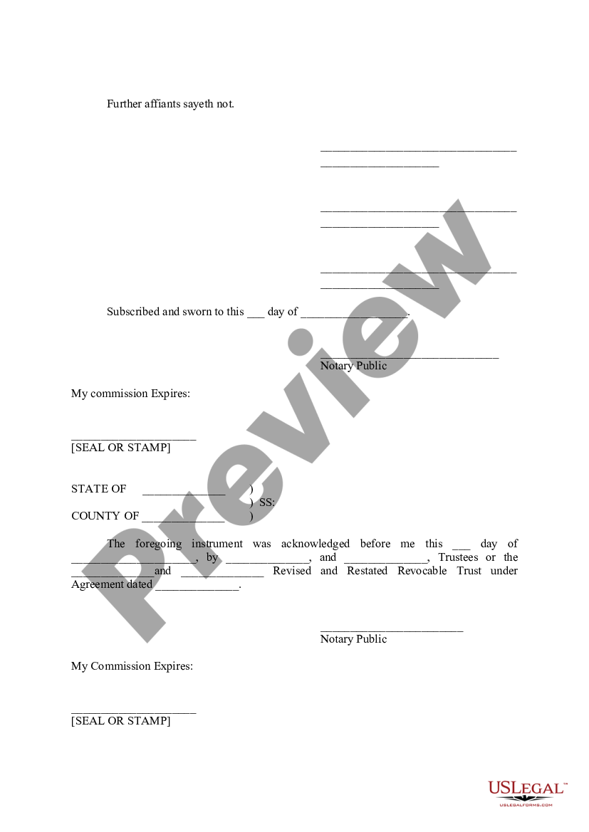 Oklahoma Affidavit Of Trustees Trustee Affidavit Us Legal Forms 1978