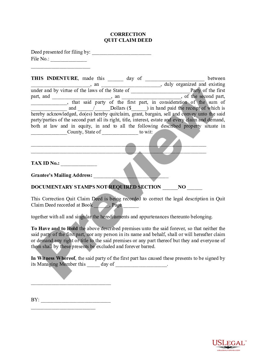 Oklahoma City Oklahoma Correction Quit Claim Deed Quit Claim Deed Oklahoma Us Legal Forms 4997