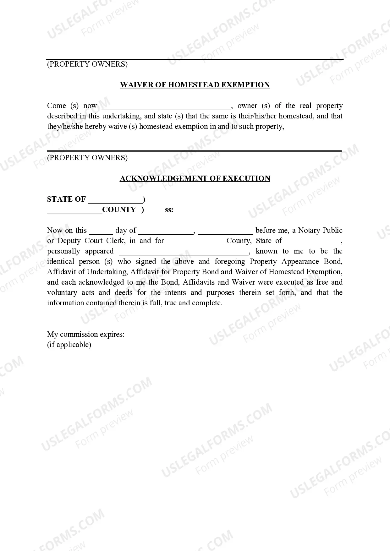 Preview Property Appearance Bond