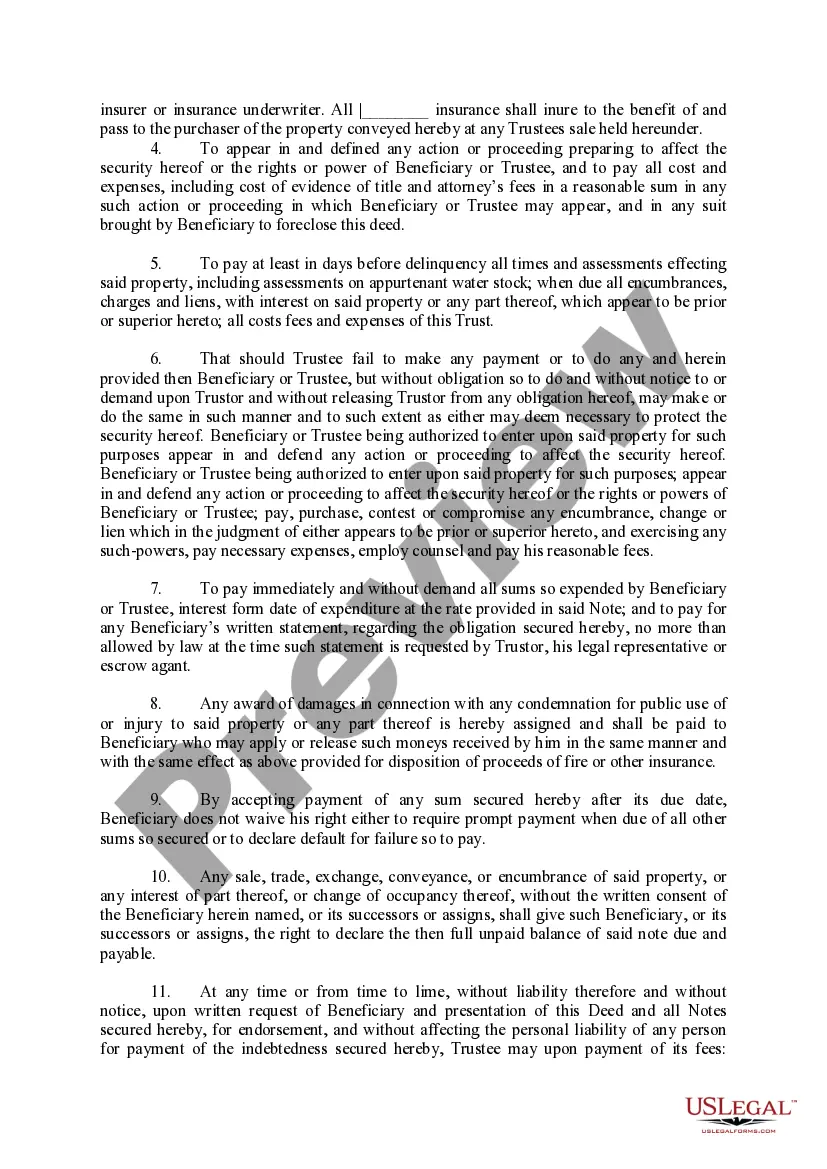 Preview Trust Deed and Note Securing Bail Bond