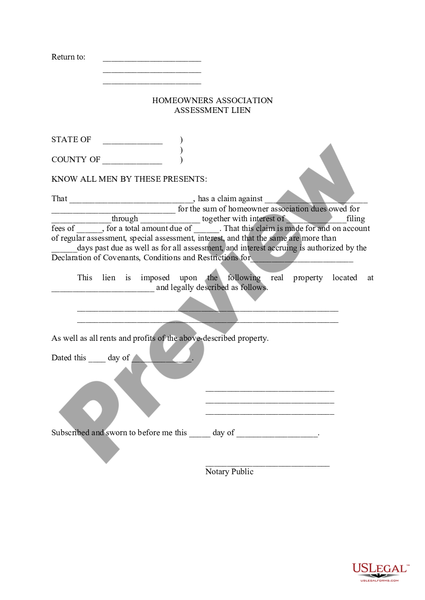 Oklahoma Homeowners Association Assessment Lien Hoa Lien Release Form US Legal Forms