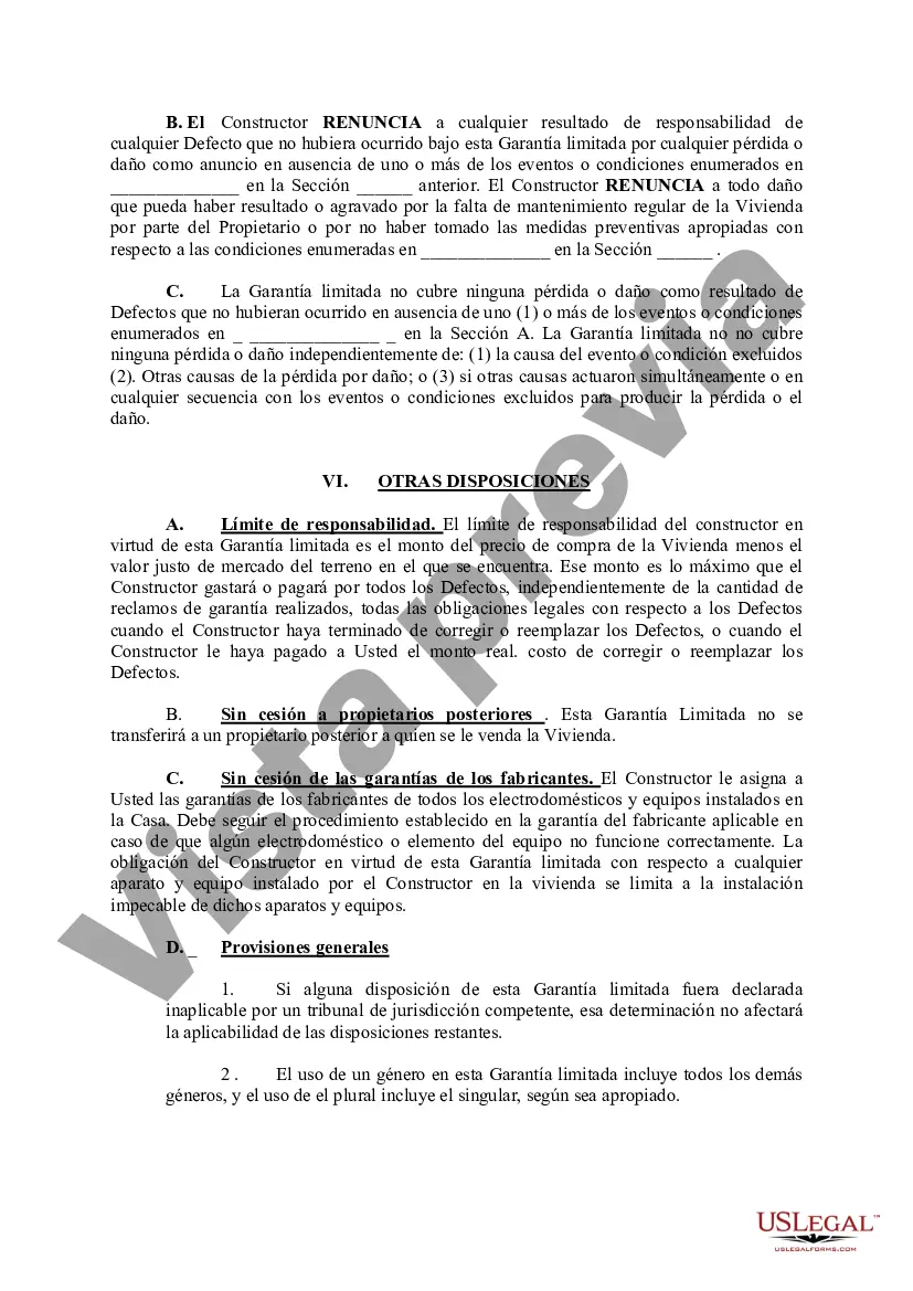 Preview Vivienda limitada de un año del constructor