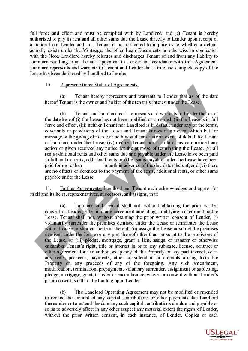 Preview Subordination, Non-Disturbance and Attornment Agreement