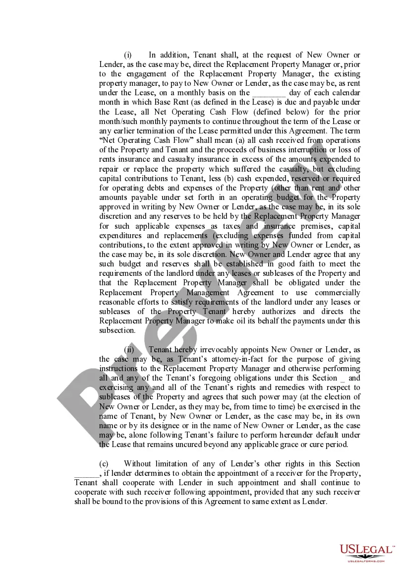 Preview Subordination, Non-Disturbance and Attornment Agreement