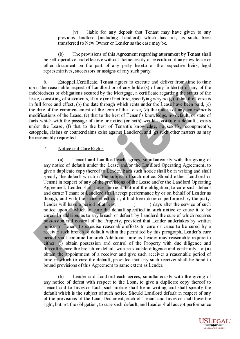Preview Subordination, Non-Disturbance and Attornment Agreement