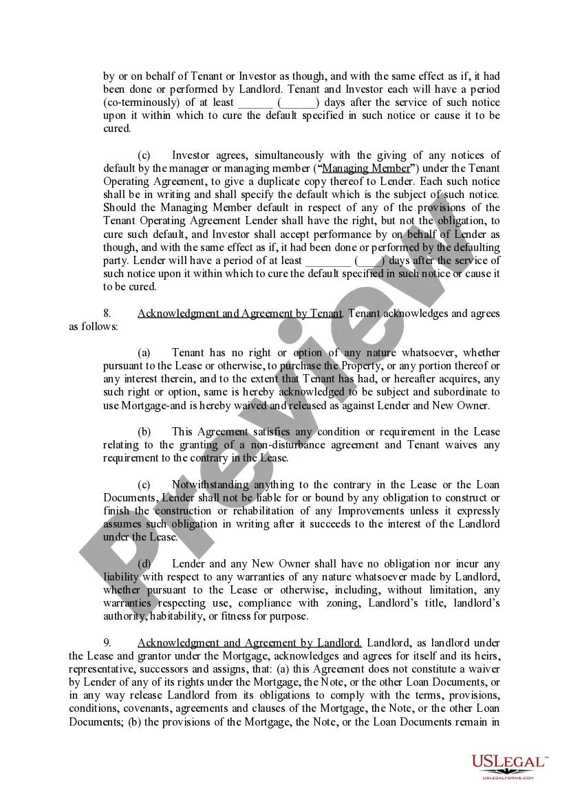 Preview Subordination, Non-Disturbance and Attornment Agreement