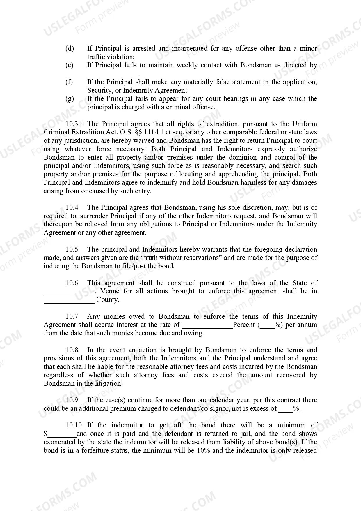 Preview Indemnity Agreement