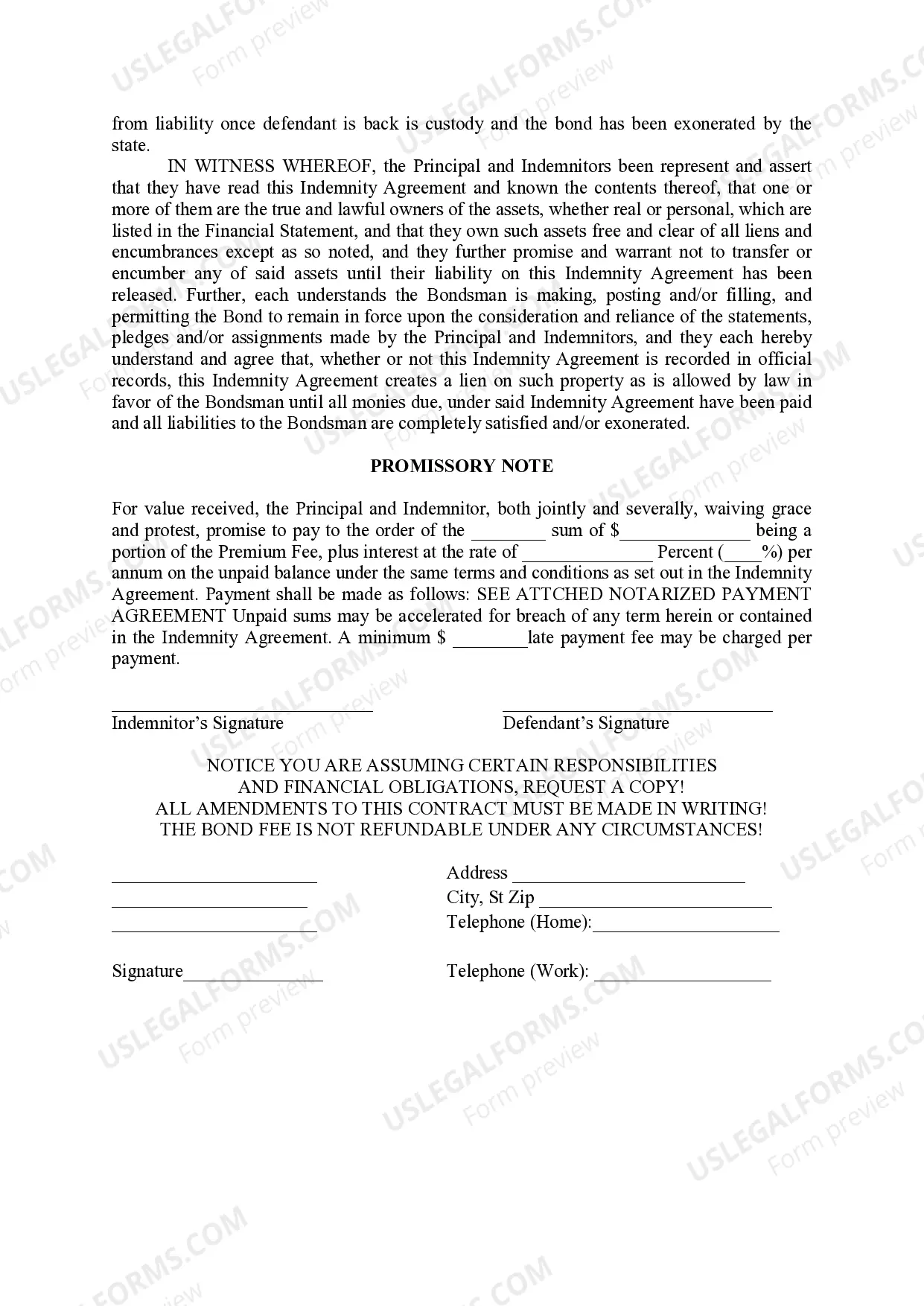 Preview Indemnity Agreement